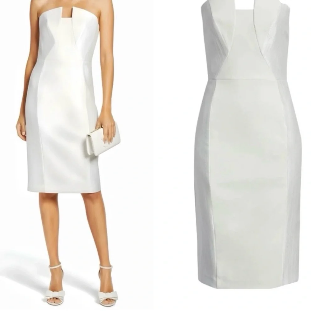 Black Halo White Strapless Sheath Dress - Picture 2 of 2